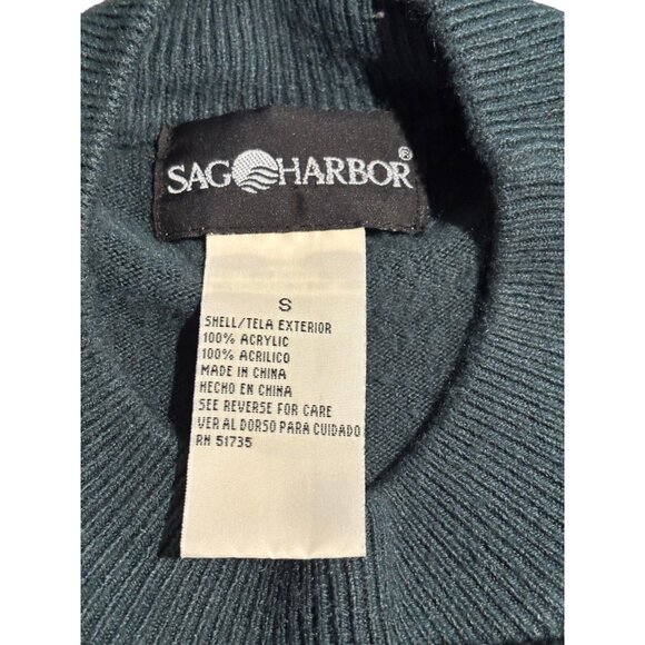 Vintage Sag Harbor Sweater Women's small forest green Acrylic Mock Neck Pullover - Picture 7 of 8